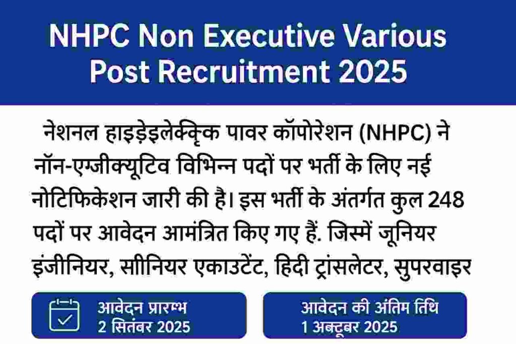 NHPC Non Executive Various Post Recruitment 2025